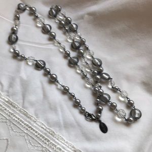 “White and Black” tagged necklace 35” long